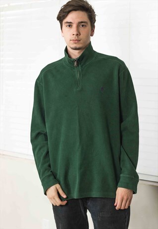 VINTAGE POLO RALPH LAUREN 1/4 ZIP JUMPER LOGO 90S XL 22