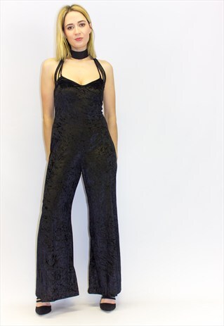 VINTAGE VELVET WIDE LEG JUMPSUIT