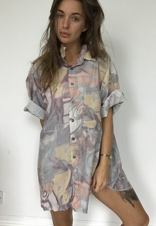 PATTERNED OVERSIZED RETRO VINTAGE UNISEX FESTIVAL SHIRT