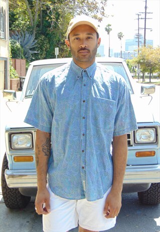 90S SURFER SKATER PAISLEY PRINT OXFORD SHIRT LARGE