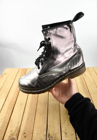 DR MARTEN PASCAL METALLIC SILVER BOOTS