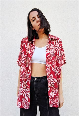 VINTAGE PATTERNED HAWAIIAN OVERSIZED SHORT SLEEVES SHIRT