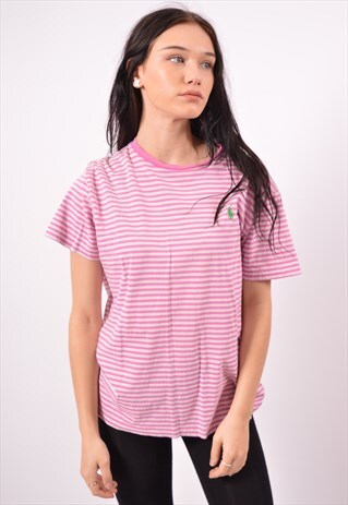 VINTAGE POLO RALPH LAUREN T-SHIRT TOP STRIPES PINK