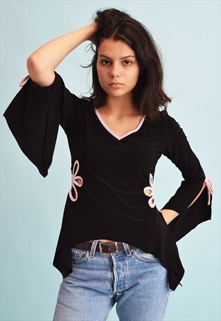 90'S RETRO DRAPED DISTRESSED KITSCH TEEN PARTY TOP