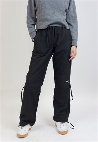 VINTAGE 90S PUMA BLACK SHELL TRACKSUIT BOTTOMS
