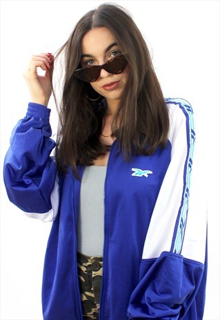 90'S RETRO BLUE & WHITE TRACK JACKET