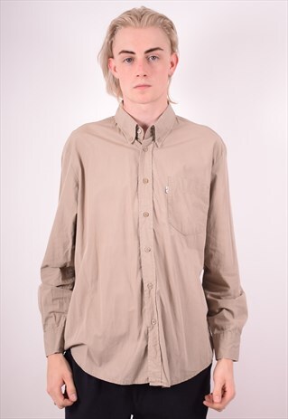 LEVI'S MENS VINTAGE SHIRT LARGE BROWN 90S