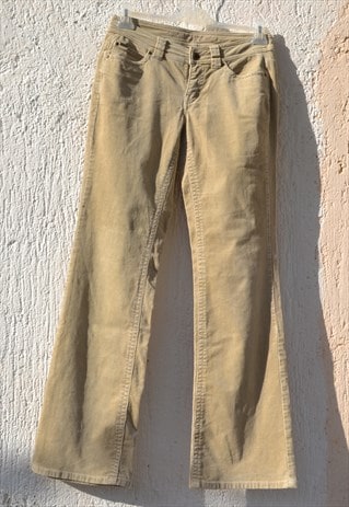 Vintage beige corduroy stretch bootcut pants