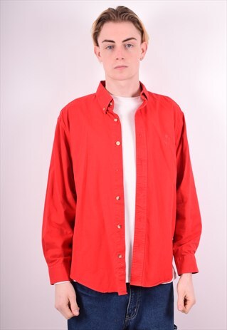 CHAPS RALPH LAUREN MENS VINTAGE SHIRT LARGE RED 90S