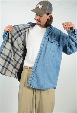 Vintage 90s Deinim Shirt in Blue Fleece Lined
