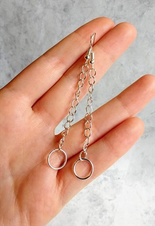 MINIMALIST RING DROP CHAIN EARRINGS