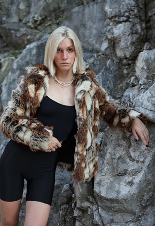VINTAGE Y2K PEPE JEANS FAUX FUR JACKET M