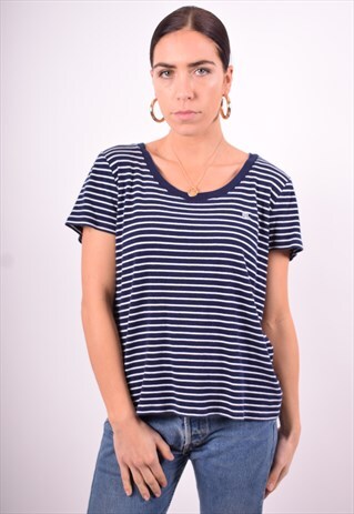 RALPH LAUREN WOMENS VINTAGE T-SHIRT TOP XL NAVY BLUE 90'S