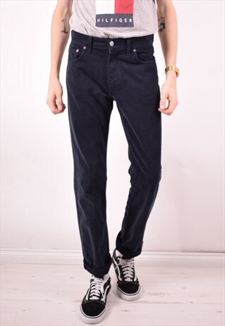 LEVI'S 495 MENS VINTAGE JEANS W30 L31 NAVY BLUE 90S