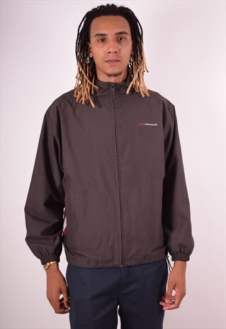 REEBOK MENS VINTAGE TRACKSUIT TOP JACKET SMALL BROWN 90S