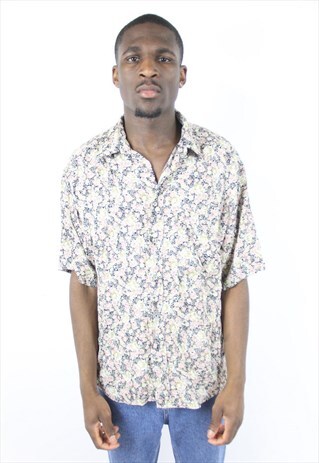 VINTAGE ABSTRACT 90'S PATTERNED FLORAL SHIRT