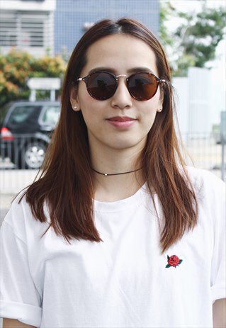 TORTOISE FRAME ROUND SUNGLASSES
