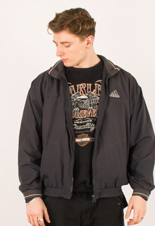 VINTAGE GREY ADIDAS WINDBREAKER JACKET XL