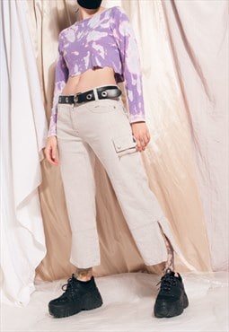 Vintage Cargo Trousers Y2K Gorpcore Linen Capri Pants