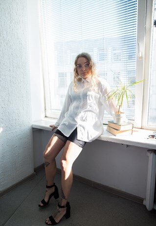 VINTAGE 70'S WHITE TEXTURED BLOUSE