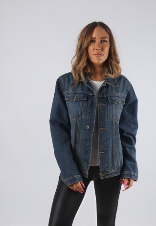 VINTAGE DENIM JACKET OVERSIZED FITTED UK 12 M (JHDV)