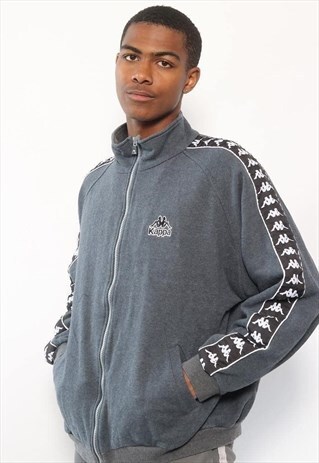 VINTAGE KAPPA TAPE LOGO FULL ZIP SWEATSHIRT GREY