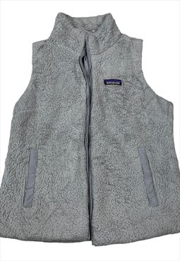 Grey patagonia logo embroilery full zip up fleece vest