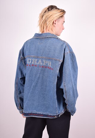 CHAPS RALPH LAUREN MENS VINTAGE DENIM JACKET LARGE BLUE 90S