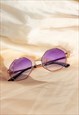 LILAC HEXAGON METAL FRAME SUNGLASSES