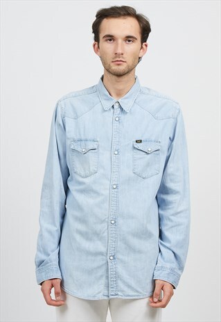 VINTAGE BLUE LEE LONG SLEEVE DENIM SHIRT