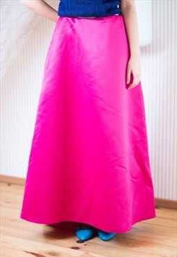 Bright pink long maxi silky skirt