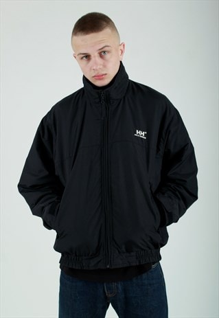 90S HELLY HANSEN BLACK FLEECE LINED BOMBER JACKET