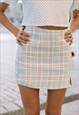 Blue Tweed Mini Split Skirt