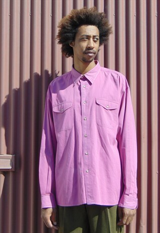 90S MINIMALIST CLASSIC BRIGHT FUCHSIA PURPLE SHIRT XL
