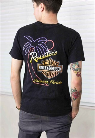 VINTAGE HARLEY-DAVIDSON ROSSITER'S T-SHIRT LOGO 90S M 6.8