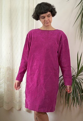 PINK REAL SUEDE DRESS