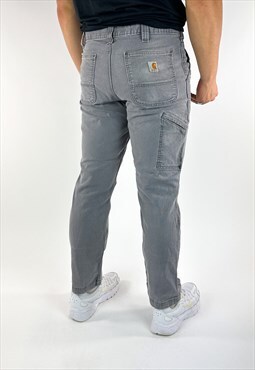 Vintage Grey Carhartt Cargo Carpenter Trousers Pants Jeans