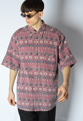 VINTAGE 90S FADED RED AZTEC SHIRT