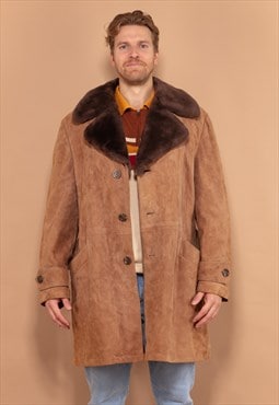 Vintage 70's Men Suede Coat in Brown