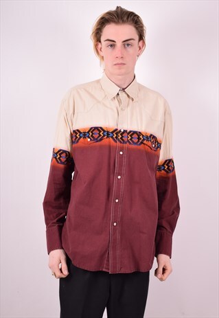 WRANGLER MENS VINTAGE AZTEC SHIRT LARGE MULTI 90S