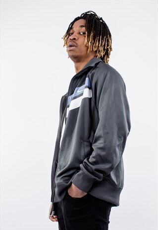 VINTAGE Y2K NIKE TRACK TOP IN GREY, BLUE AND WHITE