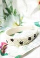 WHITE PEARL BEADED POLKA DOT HEADBAND