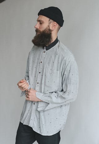 VINTAGE 90S PRIEST NECK SHIRT IN GREY