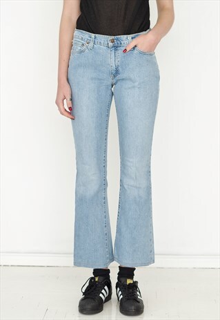 VINTAGE BLUE LEVI'S HIGH WAISTED WIDE LEG RETRO JEANS