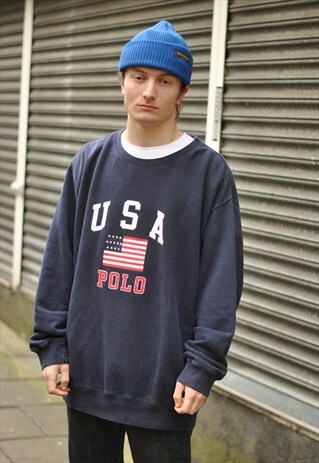 VINTAGE 90S USA POLO RALPH LAUREN SPELL OUT SWEATER