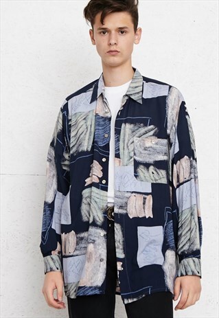 VINTAGE BLUE GREEN PINK JUPITER LONG SLEEVE SHIRT