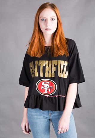 REWORKED VINTAGE CROP TEE WITH PEPLUM