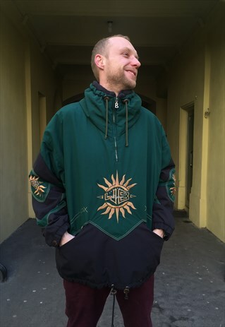 VINTAGE 90' OLDSCHOOL COOL UNISEX GREEN ANORAK JACKET