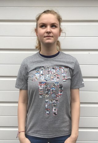 WOMENS NIKE TSHIRT GREY SHORT SLEEVE TEE JUST DO IT TOP