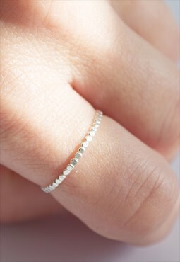 Beaded Hammered Ring 925 Sterling silver